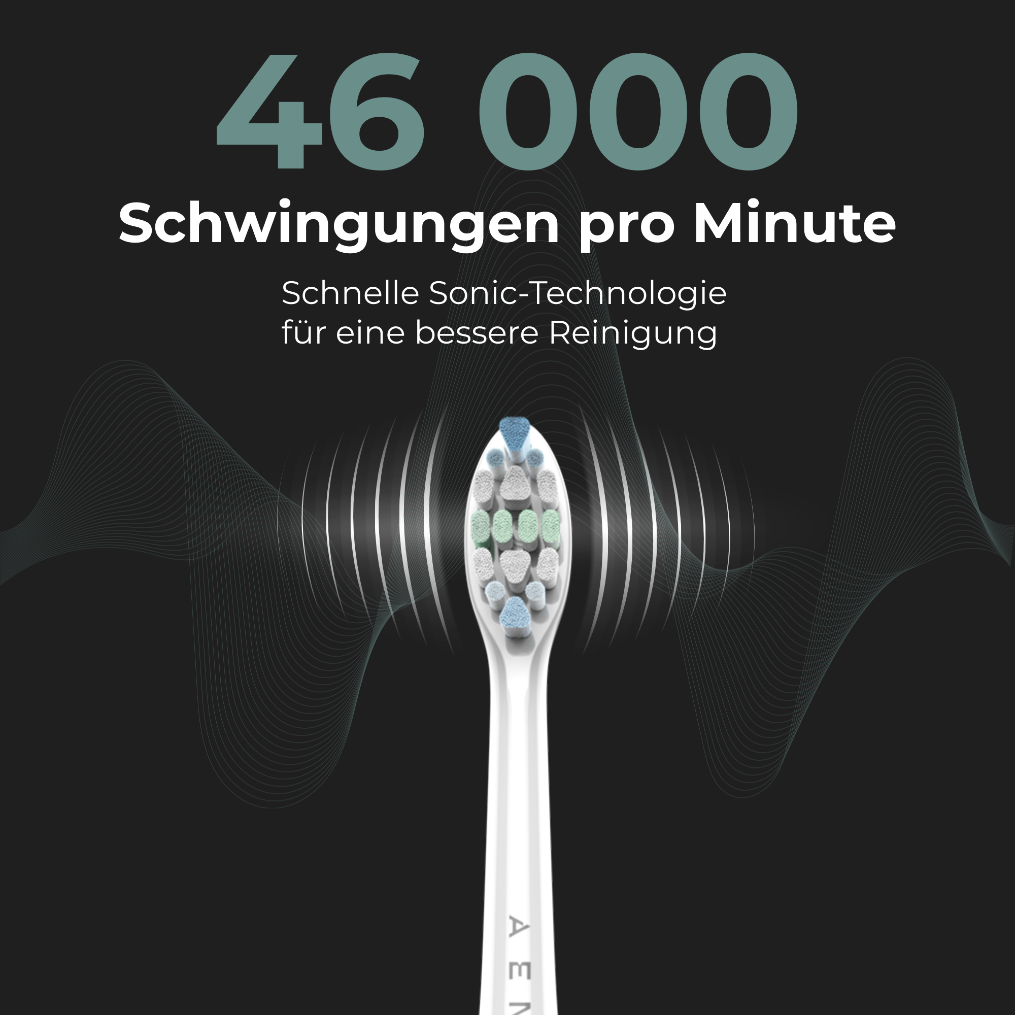 AENO Elektrische Zahnbürste DB4, 3D-Touch, Laden, mit Szenarien, 46000 Weiß kabelloses Schwarz, Elektrische IPX7 9 Zahnbürste U/min