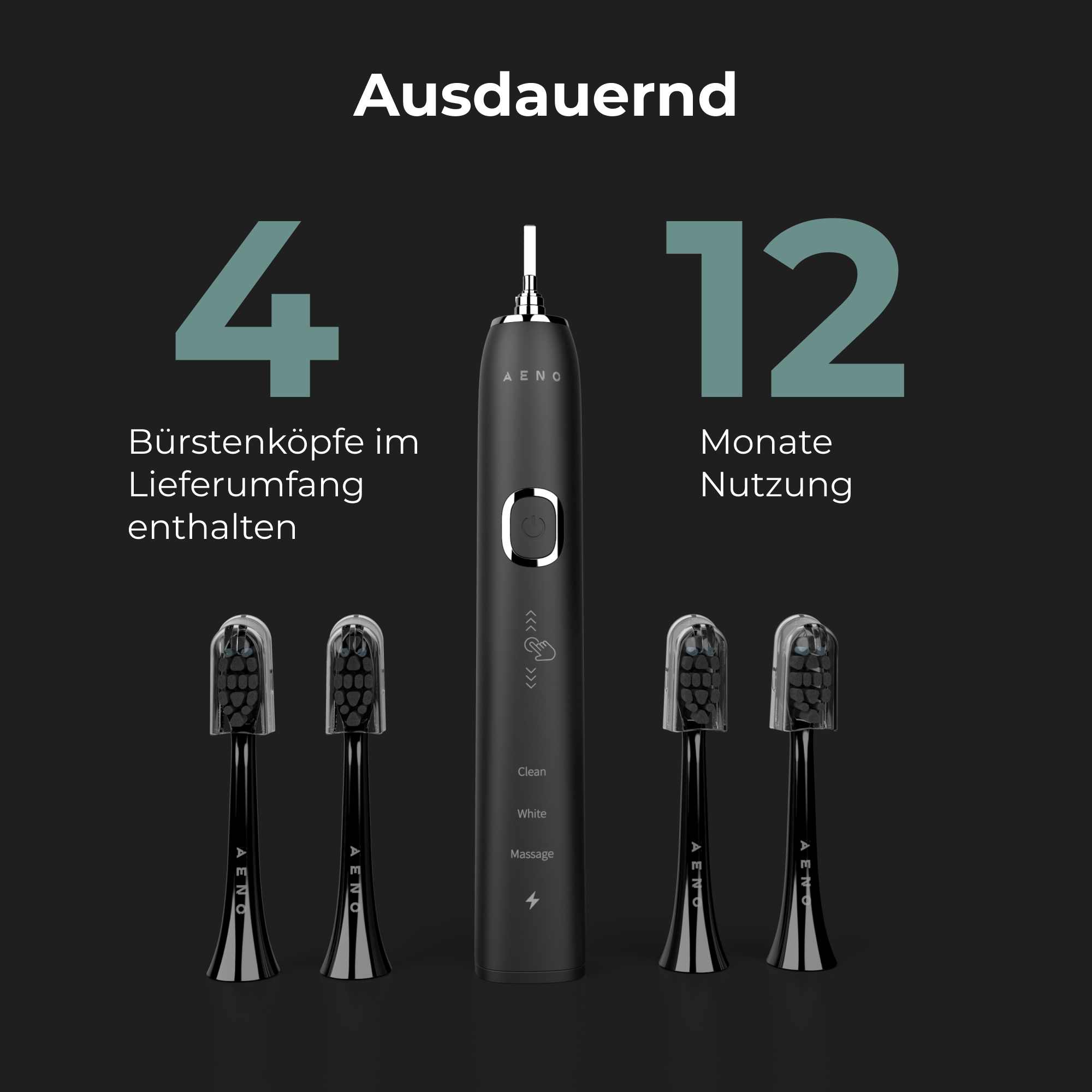 AENO Schall DB4 Elektrische Zahnbürste Schwarz