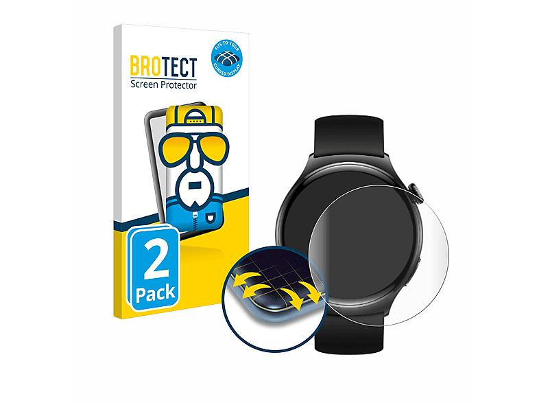 BROTECT 2x Flex Full-Cover 3D Curved Schutzfolie(für Huawei Watch 4)