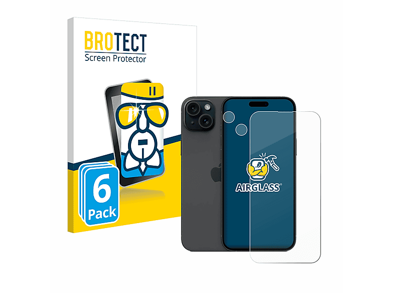 BROTECT 6x 15 Airglass Schutzfolie(für klare Apple iPhone Plus)