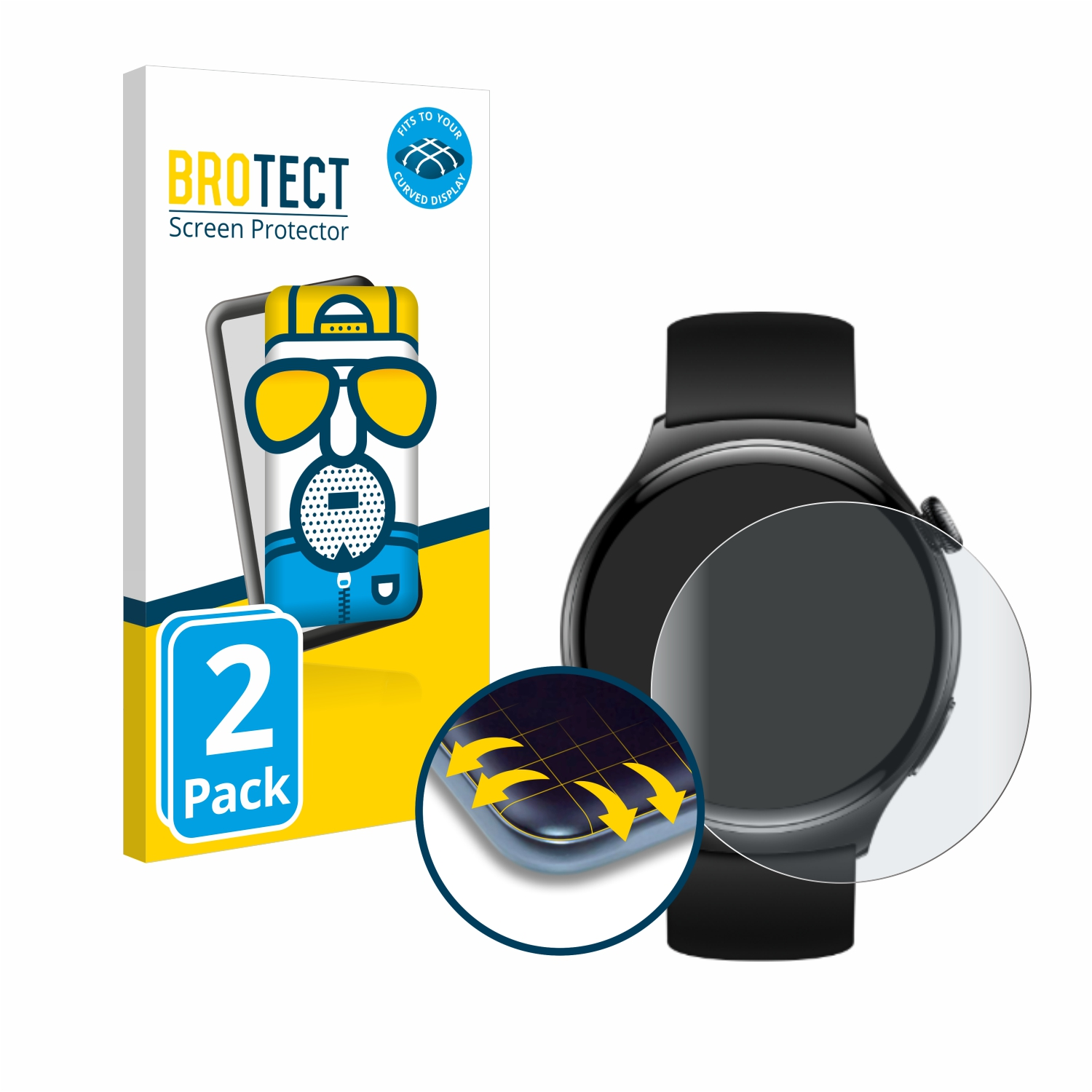 BROTECT 2x Flex matt Full-Cover Watch Curved 3D Huawei 4) Schutzfolie(für