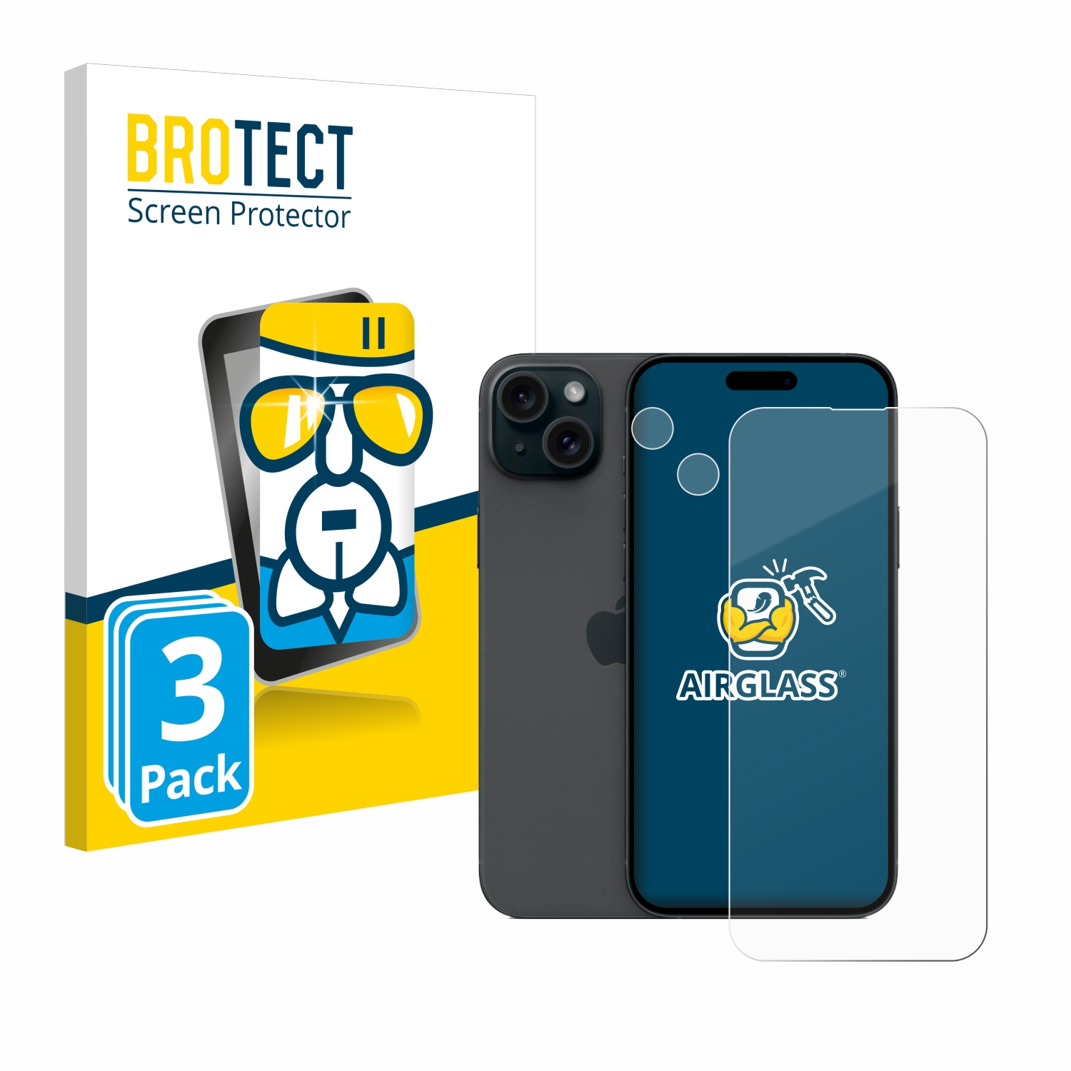 Schutzfolie(für Airglass klare Plus) 15 iPhone Apple BROTECT 3x