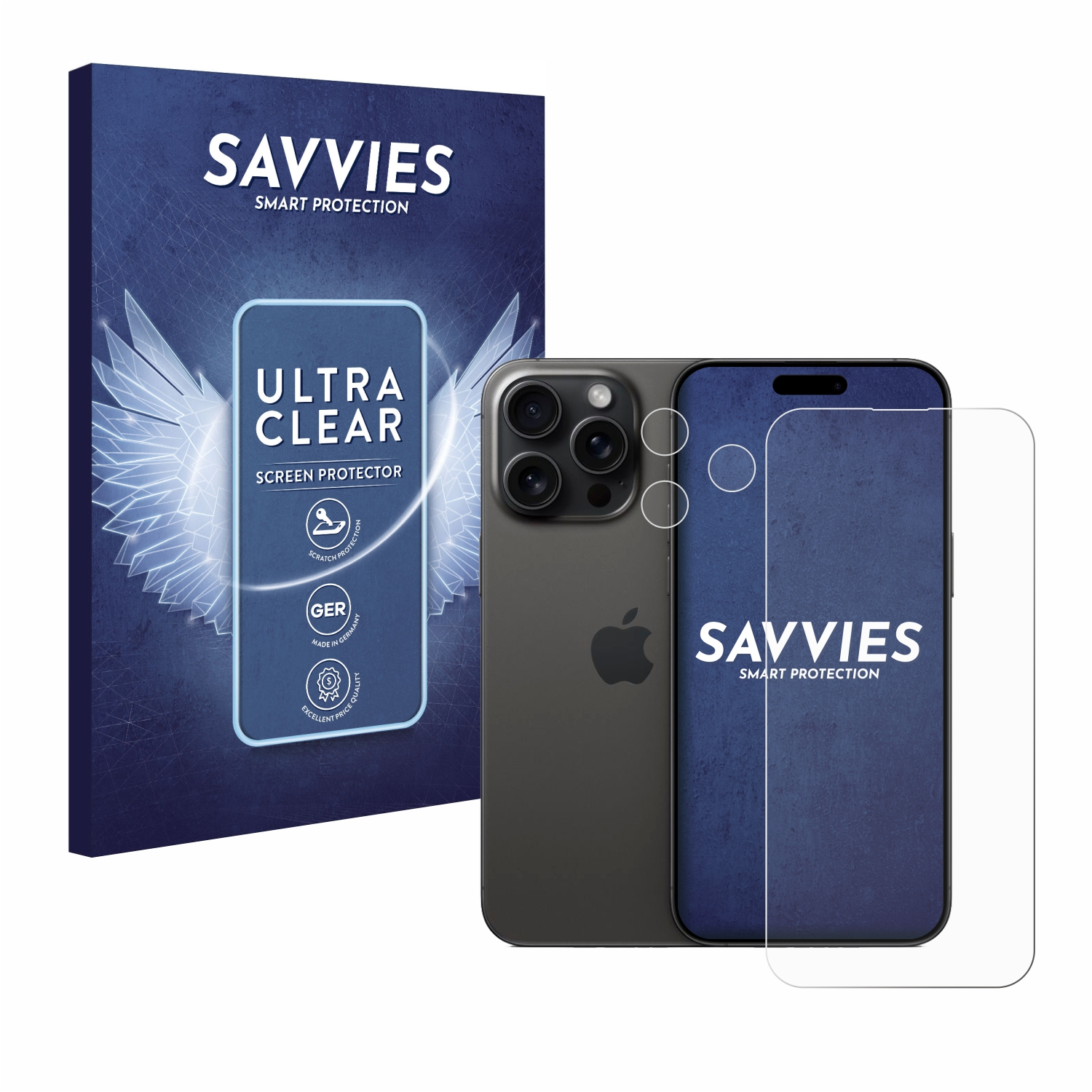 SAVVIES 18x Apple Pro iPhone klare Schutzfolie(für Max) 15