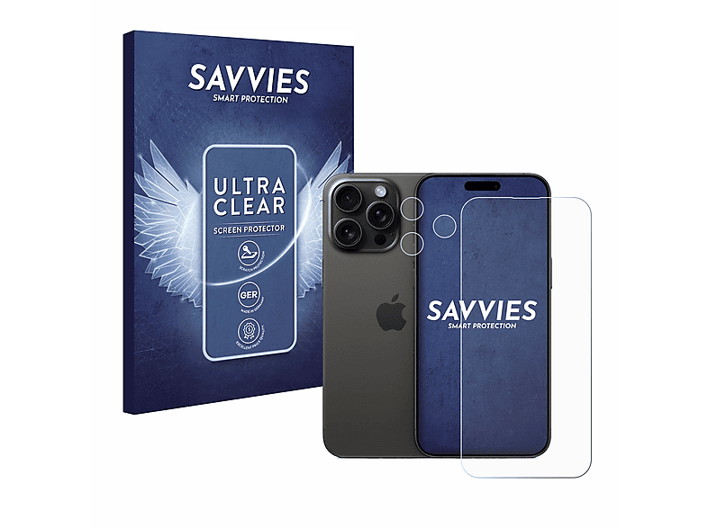 SAVVIES 18x klare Schutzfolie(für Apple 15 Max) Pro iPhone