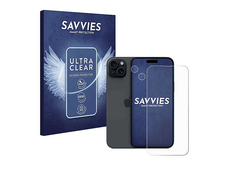 SAVVIES 18x Schutzfolie(für iPhone 15 klare Plus) Apple