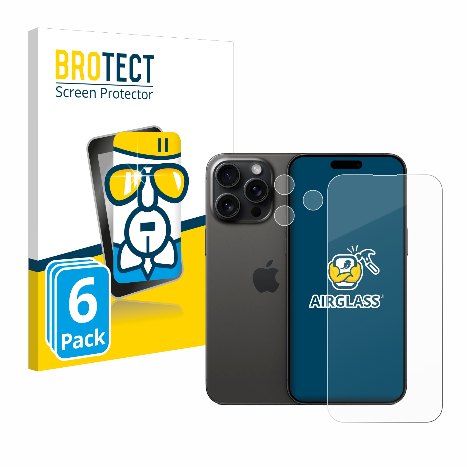 klare Pro BROTECT 6x Apple Max) 15 iPhone Schutzfolie(für Airglass