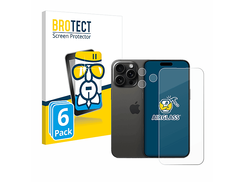 BROTECT 6x Airglass klare Schutzfolie(für Apple iPhone 15 Pro Max)