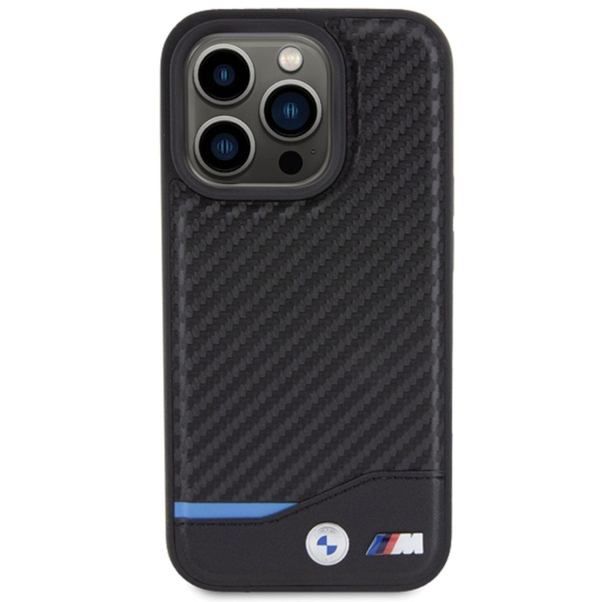 BMW Leder Carbon Design Pro 15 Max, iPhone Apple, Backcover, Hülle, Schwarz