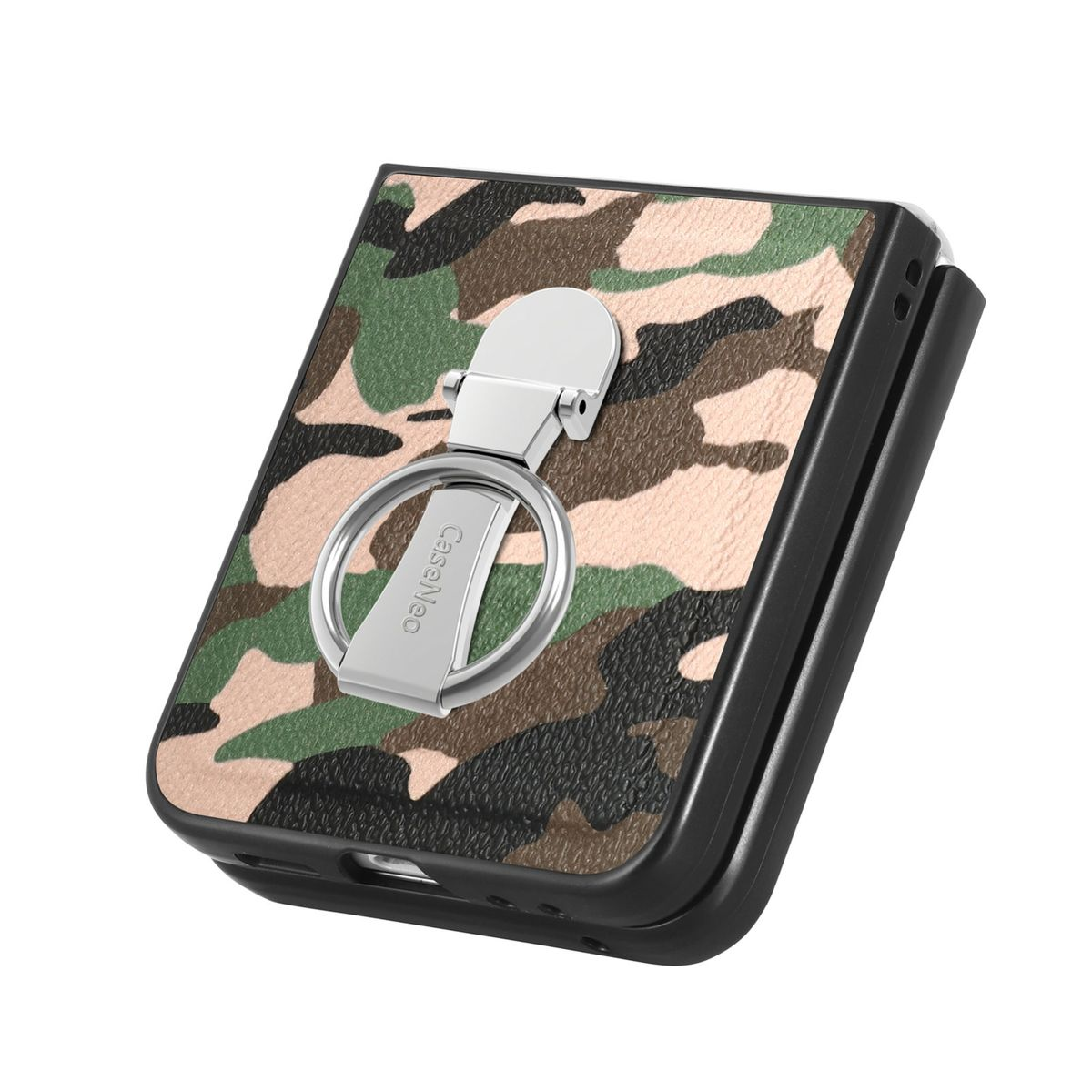 WIGENTO Design Camouflage Premium Hülle Flip5 Grün Galaxy mit Ringhalterung, Samsung, Z Backcover, 5G