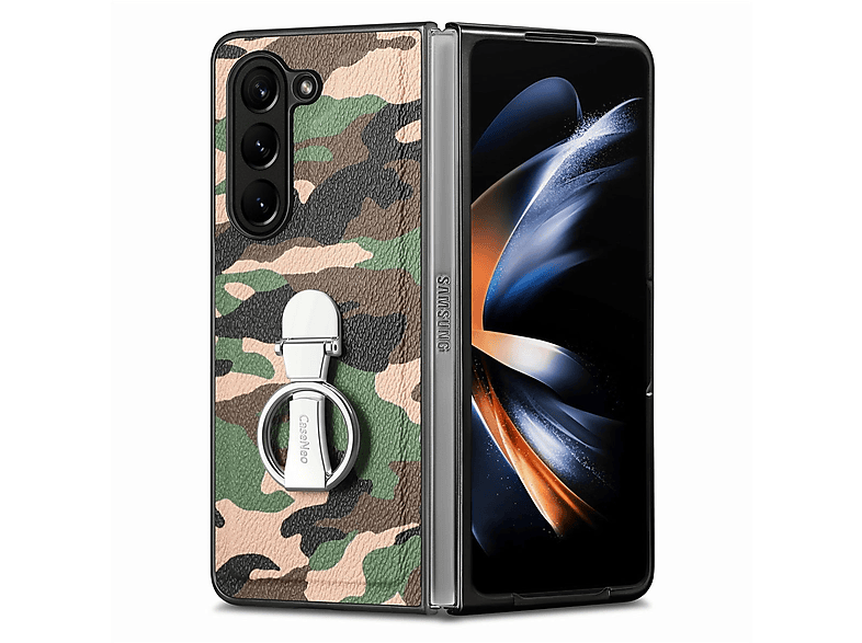 WIGENTO Design Samsung, 5G, Z Camouflage Hülle Premium Ringhalter, Mehrfarbig mit Fold5 Galaxy Backcover