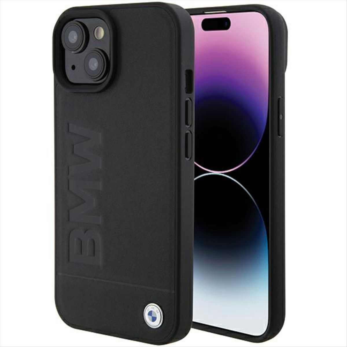 BMW Leder Hot Stamp Design iPhone Apple, Schwarz 15, Backcover, Hülle