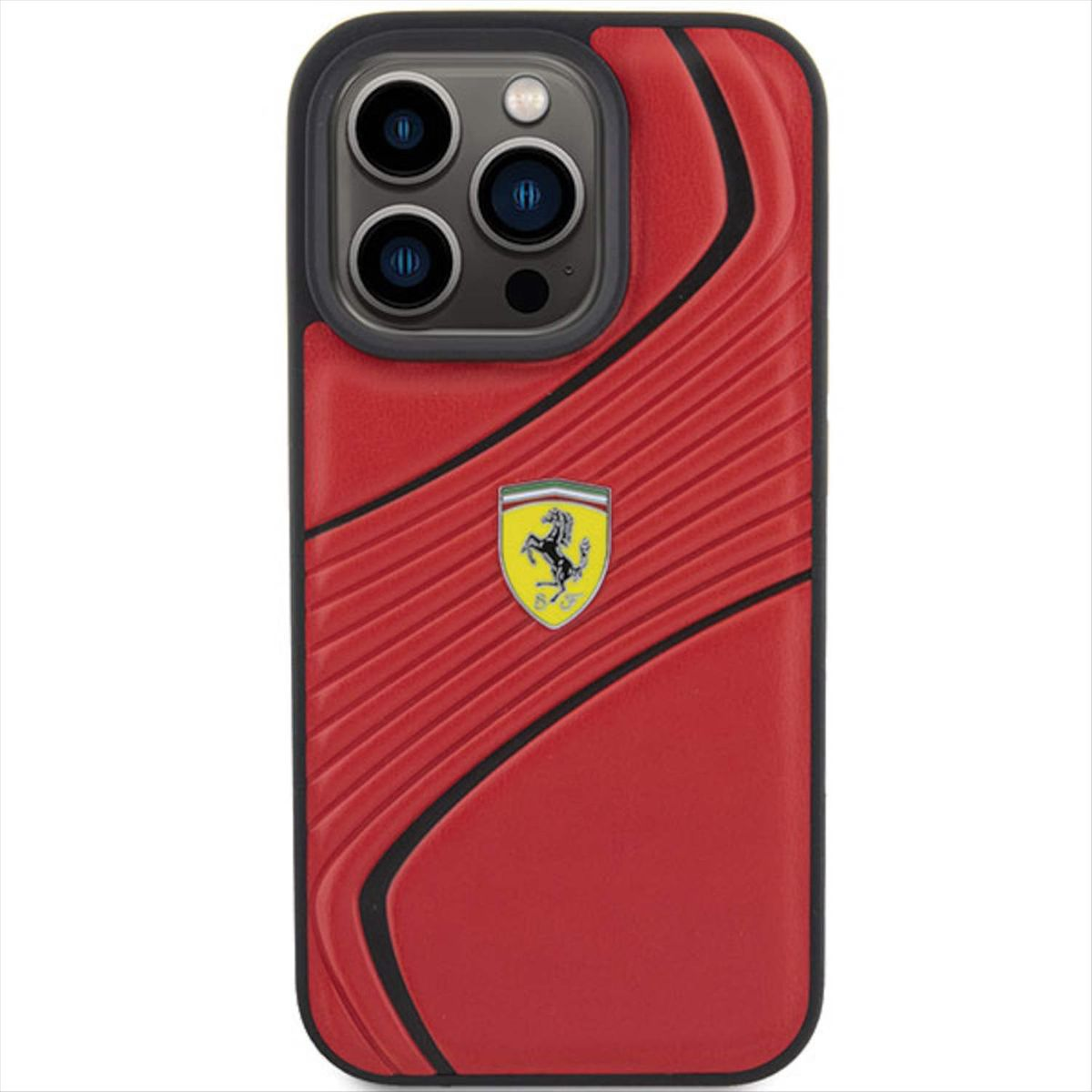 FERRARI Twist Metal Logo Design iPhone Apple, Max, 15 Pro Backcover, Hülle, Rot