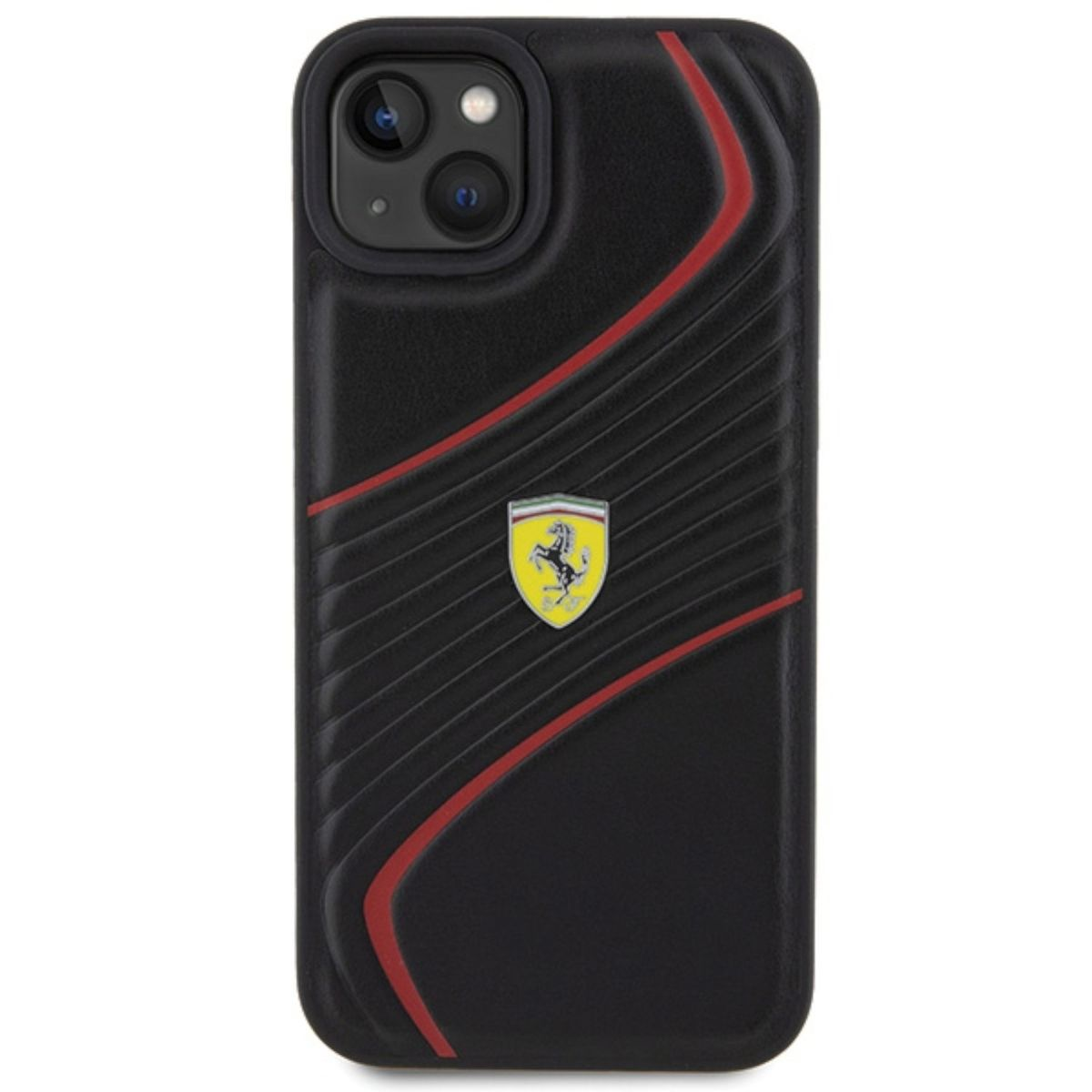 FERRARI Twist Metal Logo iPhone Design Apple, Hülle, Schwarz Backcover, Plus, 15