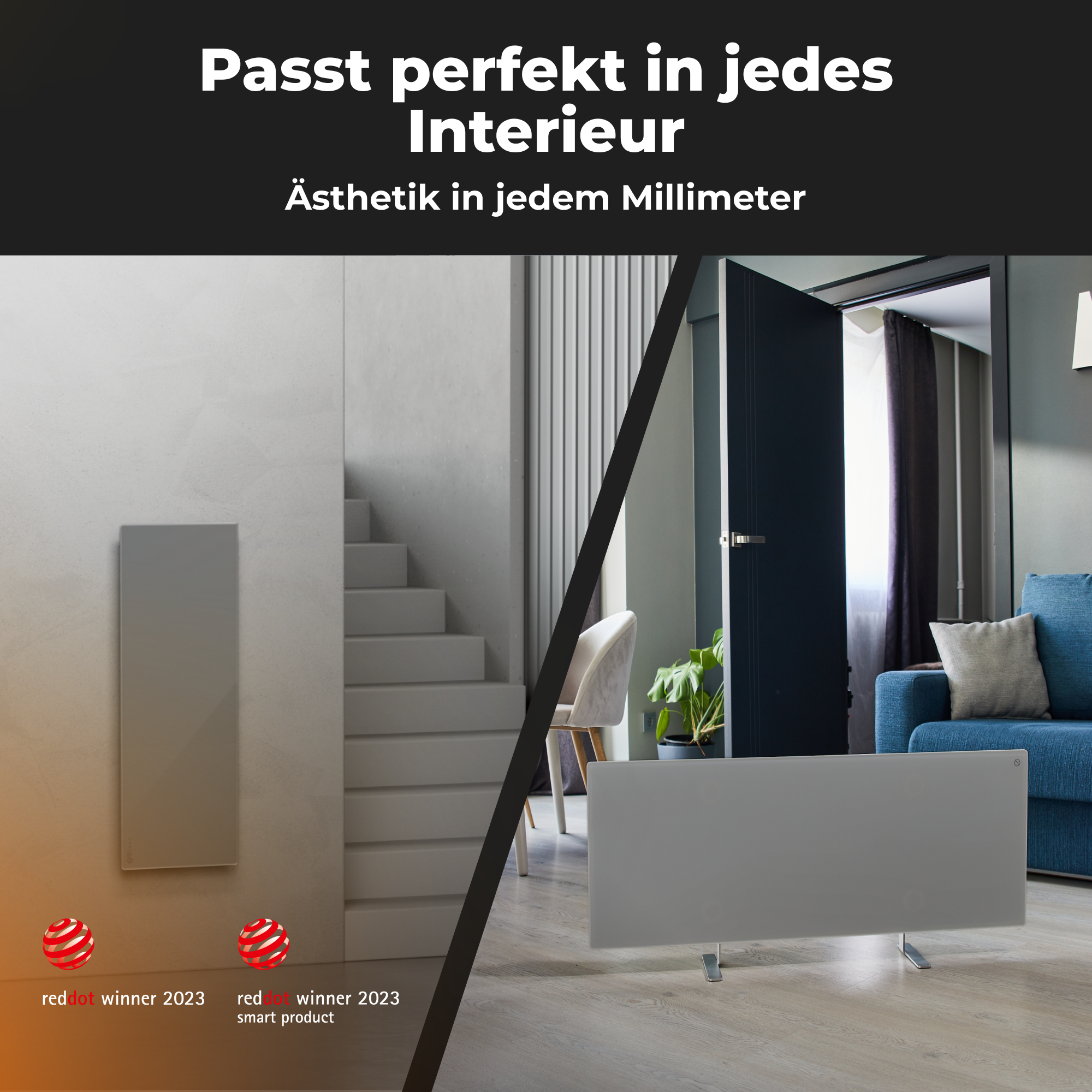 AENO Premium Eco Smart LED-Heizung energiesparend, dünn (700 gehärtetes Watt) Ultra Infrarot-Heizstrahler Glas, GH5S, Steuerung, Wi-Fi