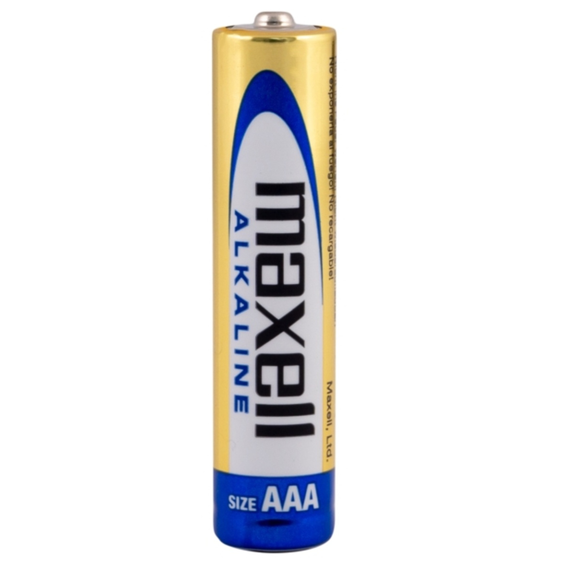 Pojedyncza bateria AAA z etykietą Maxell.