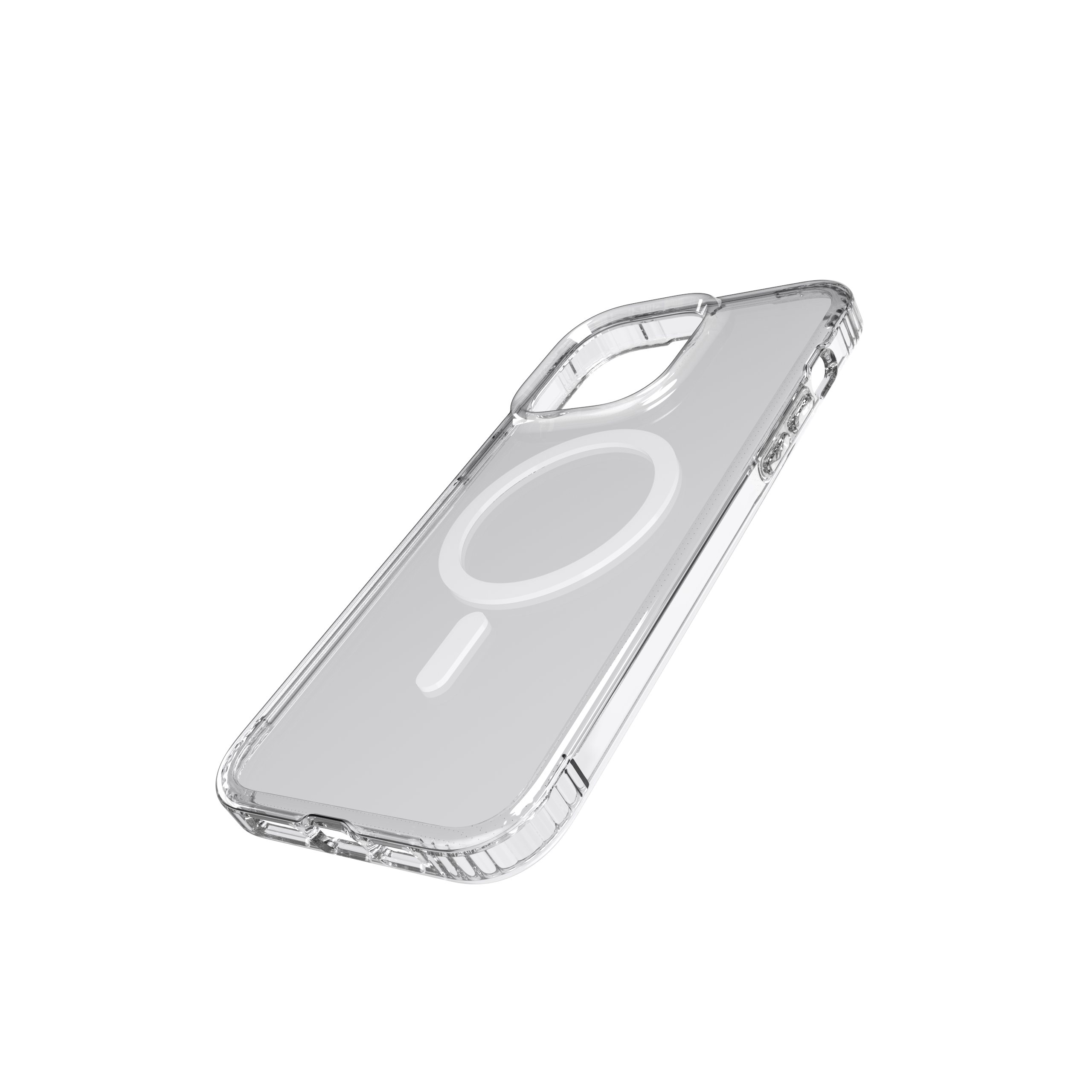 Transparente Handyhülle. Ein schwarzer Kreis ist in der Mitte. Die Hülle ist transparent.