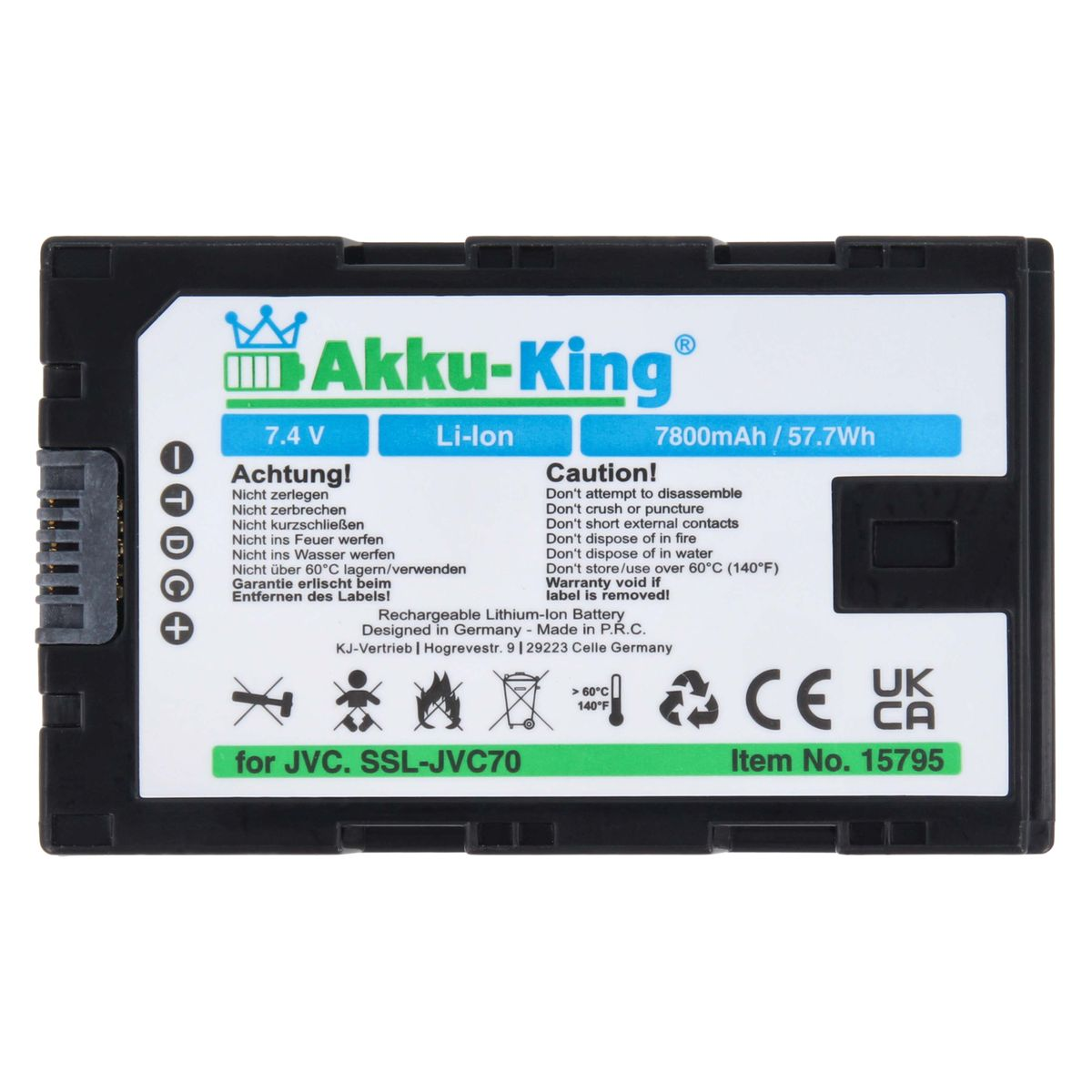 JVC 7800mAh Li-Ion Akku mit 7.4 AKKU-KING SSL-JVC50 kompatibel Volt, Kamera-Akku,