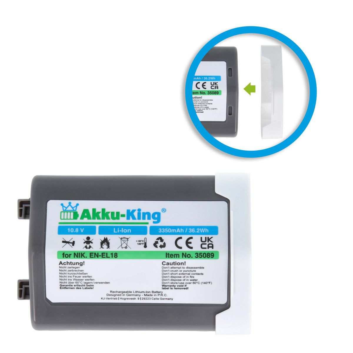 AKKU-KING Akku kompatibel mit EN-EL18 Kamera-Akku, Volt, 3350mAh 10.8 Li-Ion Nikon