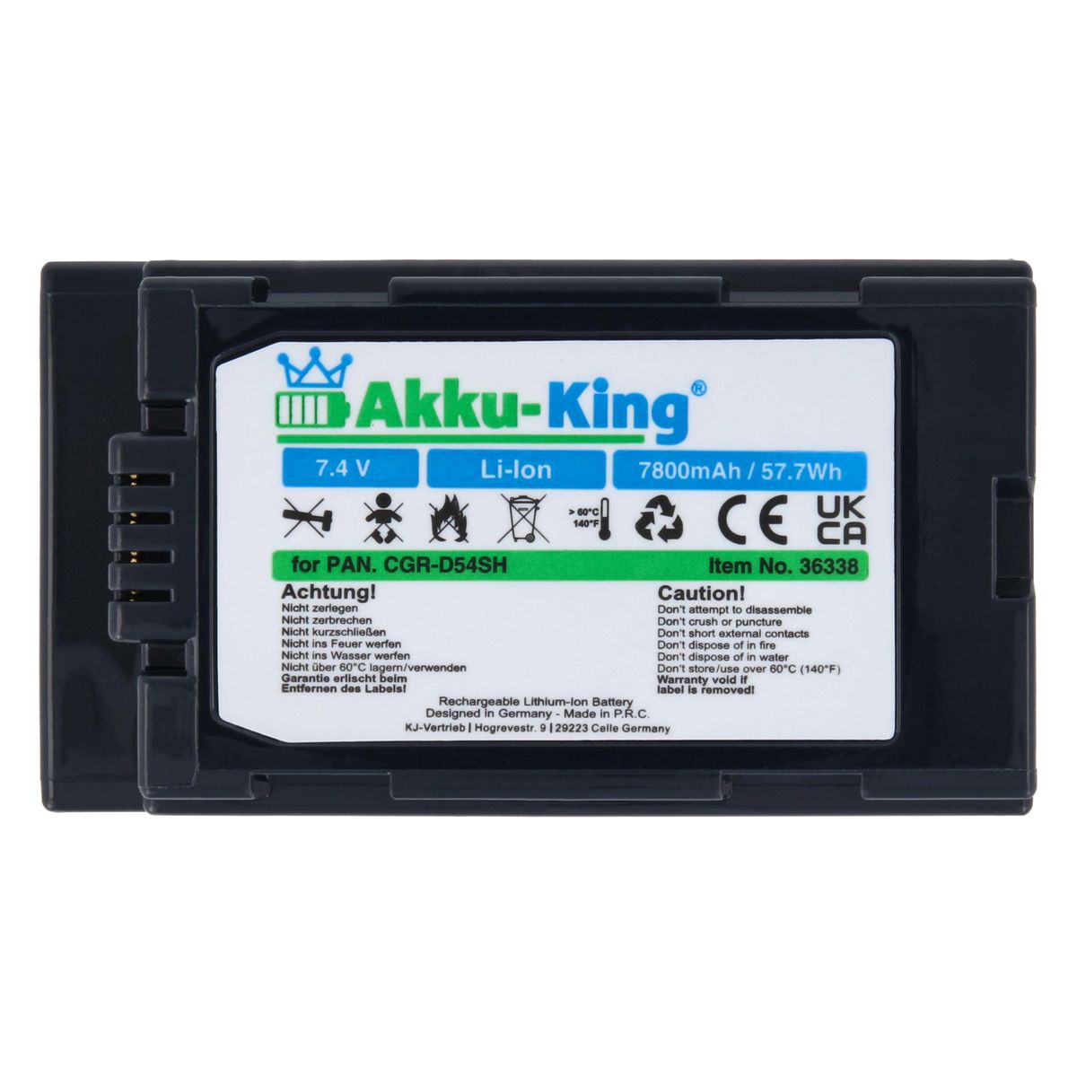 AKKU-KING Akku kompatibel mit Panasonic Kamera-Akku, 7.4 7800mAh Volt, Li-Ion CGR-D54SH