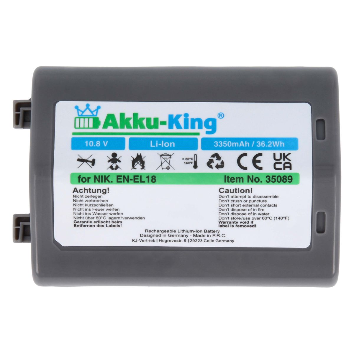 AKKU-KING Akku kompatibel mit EN-EL18 Kamera-Akku, Volt, 3350mAh 10.8 Li-Ion Nikon