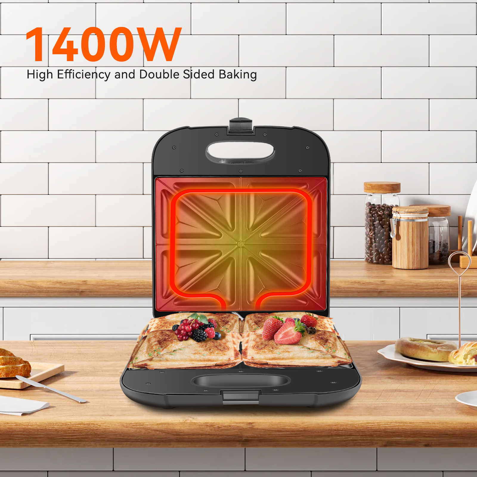 Sandwichera AIGOSTAR Dylan, 1400 W, Negro MediaMarkt