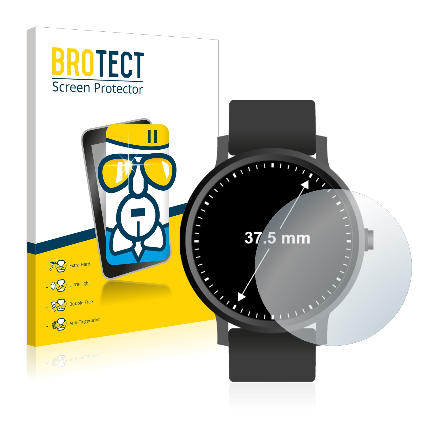 BROTECT Airglass klare Universal Schutzfolie(für (Kreisrund, 37.5 ø: mm)) Armbanduhren