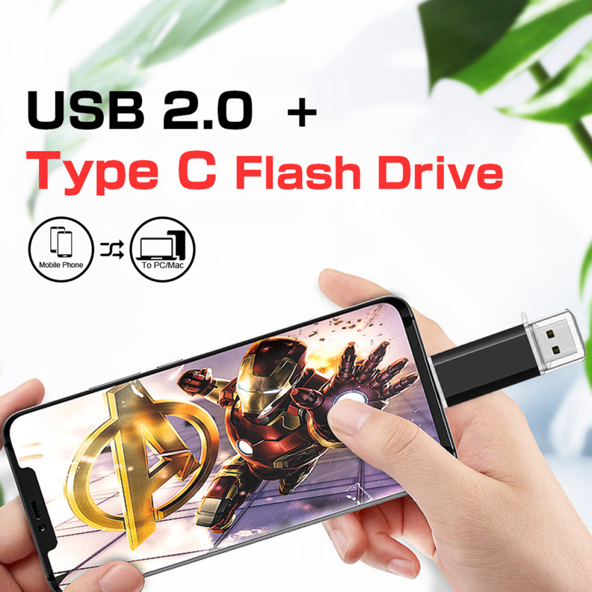 USB Stick 128 GB 2 in 1, USB-Flash-Laufwerke USB 2.0 USB C Typ C Speicherstick OTG Dual Flash Drive 2-in-1 Memory Stick für Tablet, PC,/ Android Handy Silber