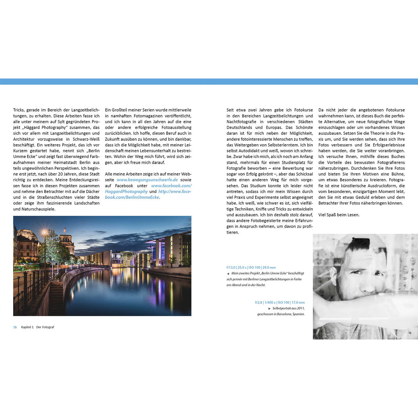 Seite aus einer Zeitschrift über Fotografie, mit Text und Bildern.