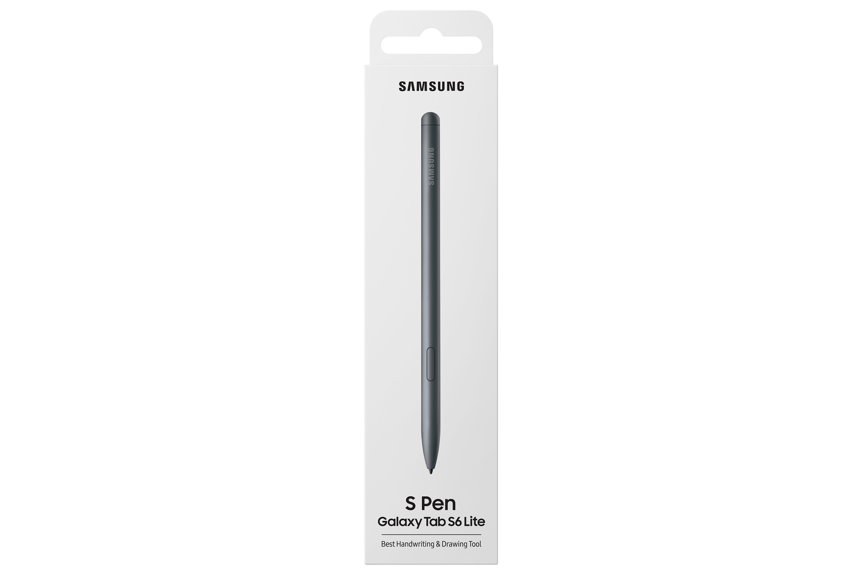 Pióro Samsung S Pen do Galaxy Tab S6 Lite, pokazane w opakowaniu. Pióro jest ciemnozielone.