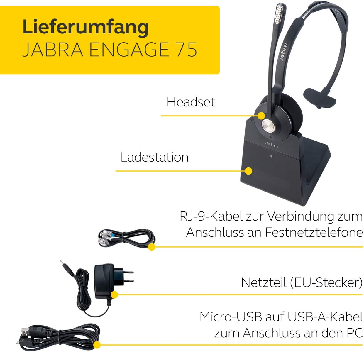 In-ear kopfhörer Bluetooth JABRA 75, Schwarz