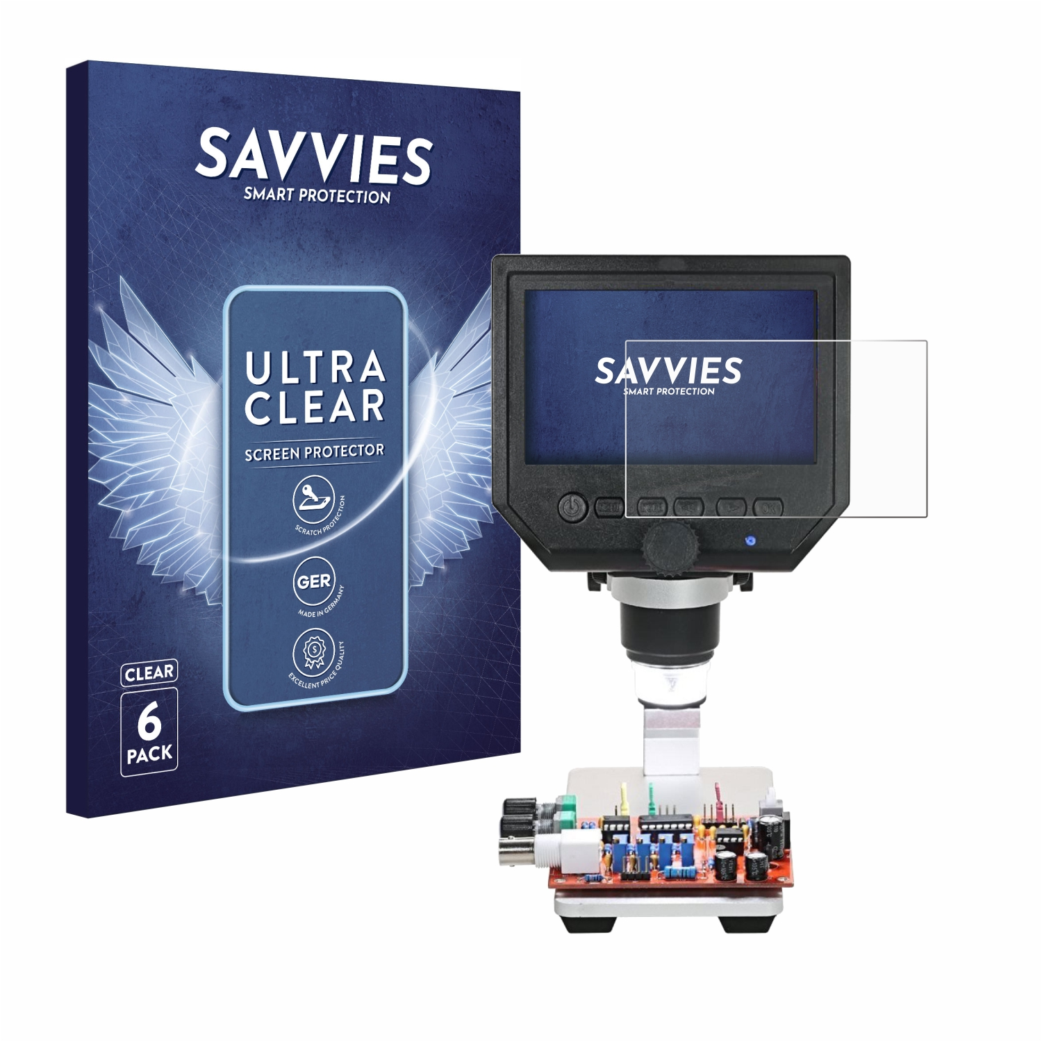 SAVVIES 6x klare Schutzfolie(für KKmoon Digital Mikroskop (4.3\