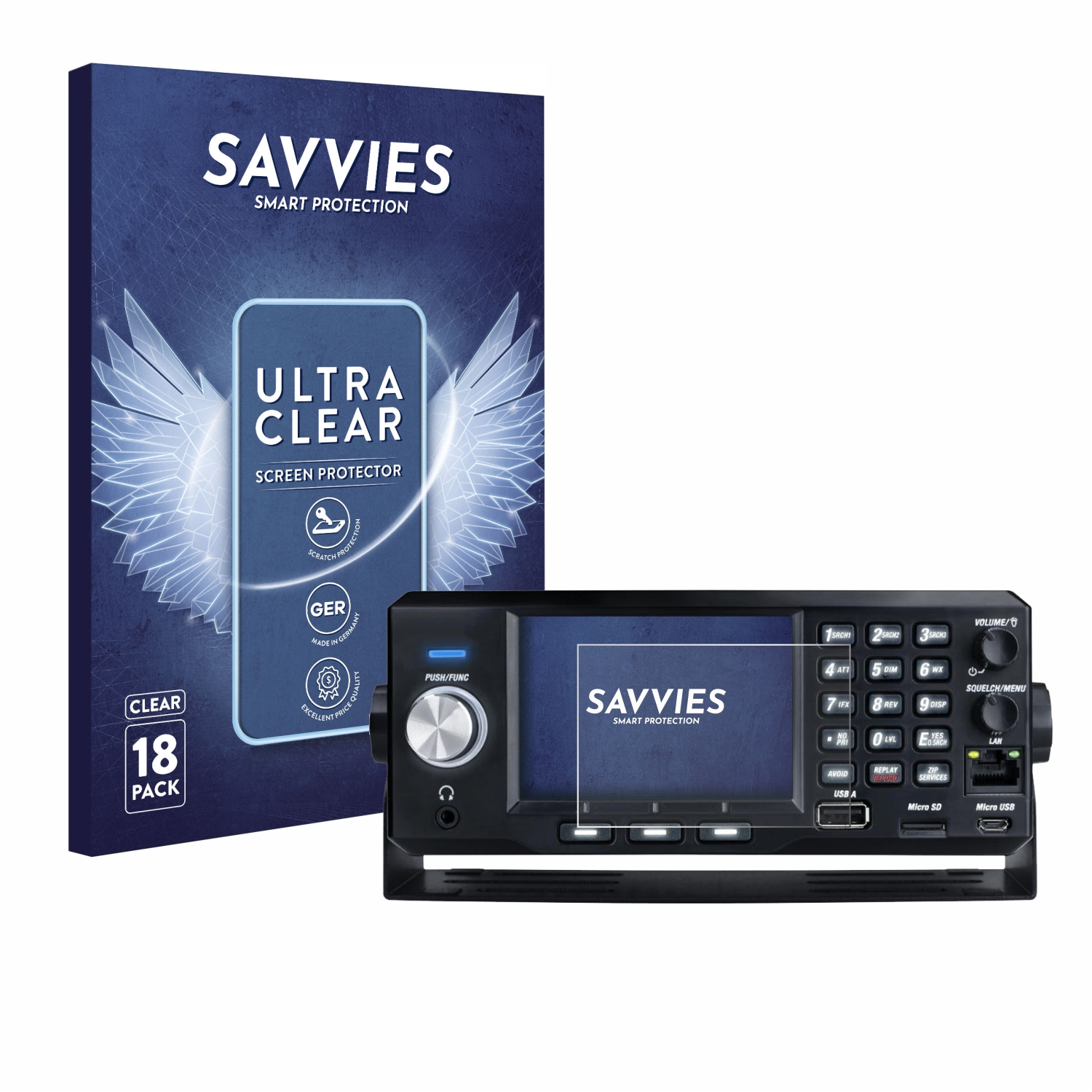 SAVVIES 18x klare SDS200E) Uniden Schutzfolie(für