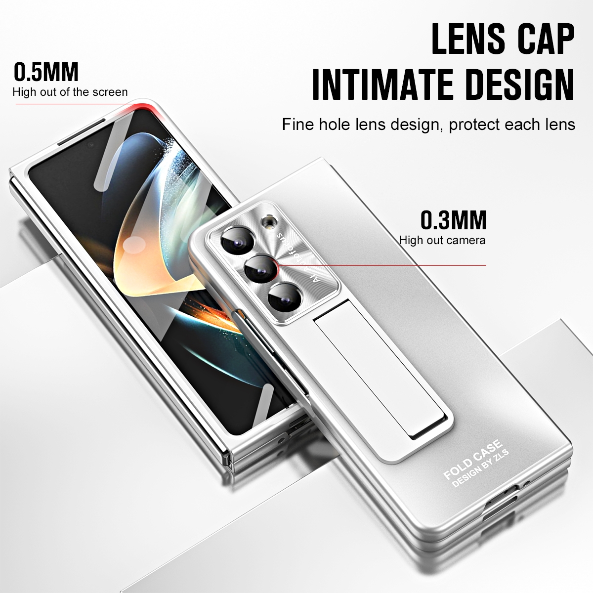 WIGENTO Design Galaxy Samsung, Hülle aufstellbar, 5G, Backcover, Silber Stifthalterung + Fold5 Stift Z mit