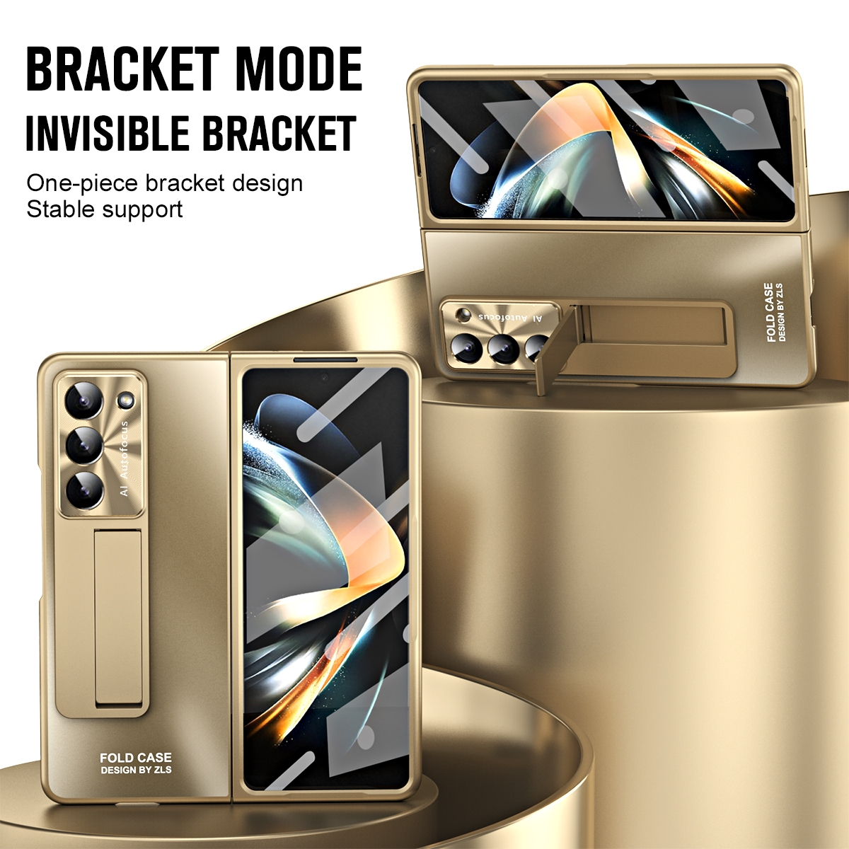WIGENTO Design Premium Hülle mit Galaxy Backcover, Samsung, 5G, Standhalterung, Fold5 Z Gold
