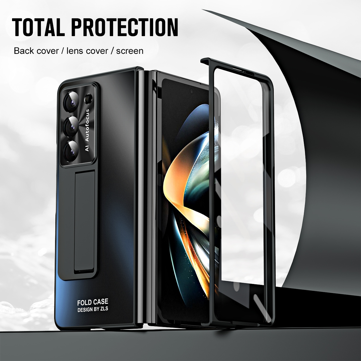 Samsung, 5G, Hülle Schwarz Standhalterung, Premium WIGENTO Backcover, mit Fold5 Design Z Galaxy