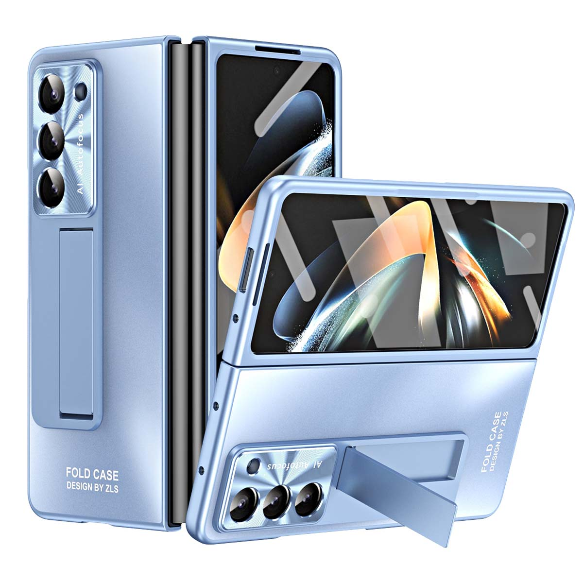 Premium mit Blau 5G, WIGENTO Galaxy Samsung, Standhalterung, Backcover, Fold5 Hülle Design Z