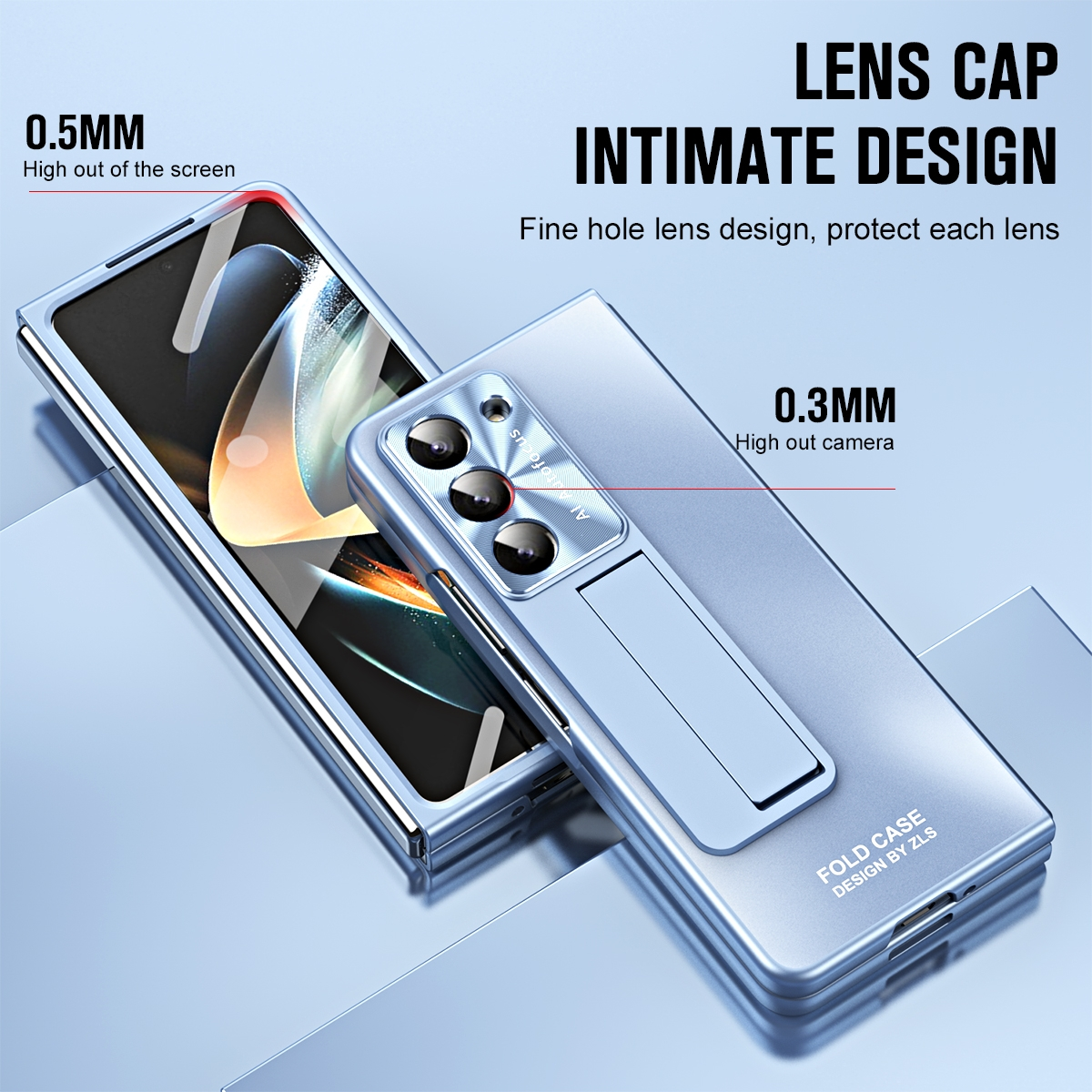 WIGENTO Design Premium Standhalterung, 5G, Blau Hülle Z Fold5 Galaxy Samsung, mit Backcover