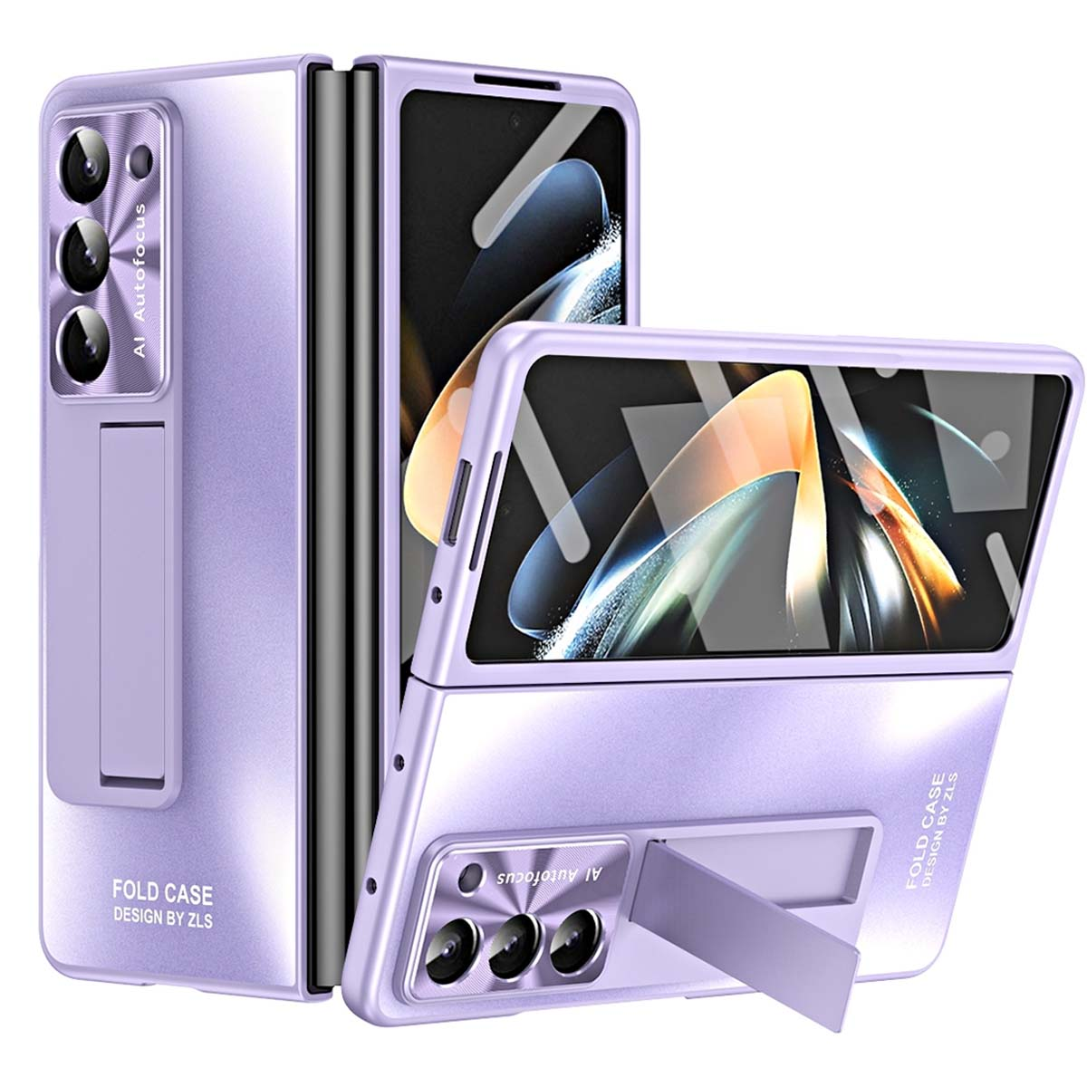 WIGENTO Design Premium Hülle Z Lila Backcover, Samsung, 5G, Fold5 Standhalterung, mit Galaxy
