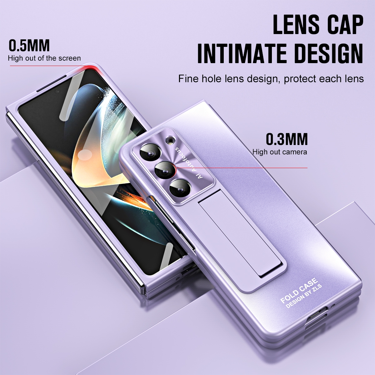 Galaxy Z Samsung, Premium Standhalterung, Lila Design Backcover, Fold5 mit WIGENTO Hülle 5G,