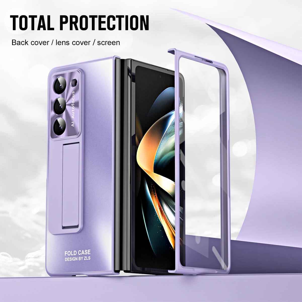WIGENTO Design Premium Hülle Z Lila Backcover, Samsung, 5G, Fold5 Standhalterung, mit Galaxy