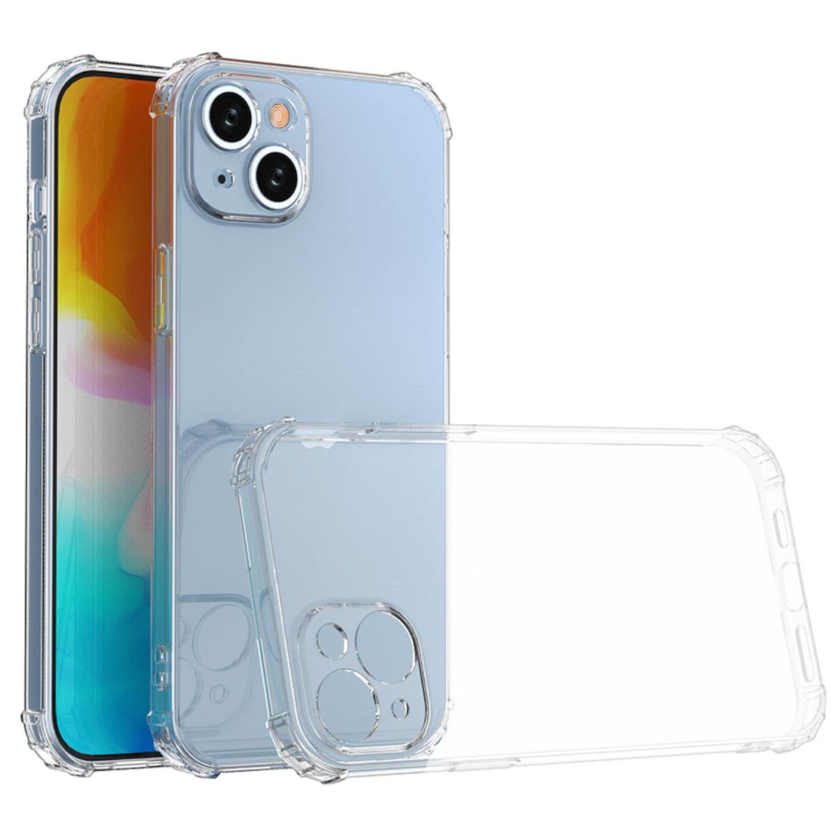 WIGENTO 1x TPU Schock Apple, iPhone Backcover, dünn verstärkte Transparent Ecken Silikon Hülle Plus, 15 robust