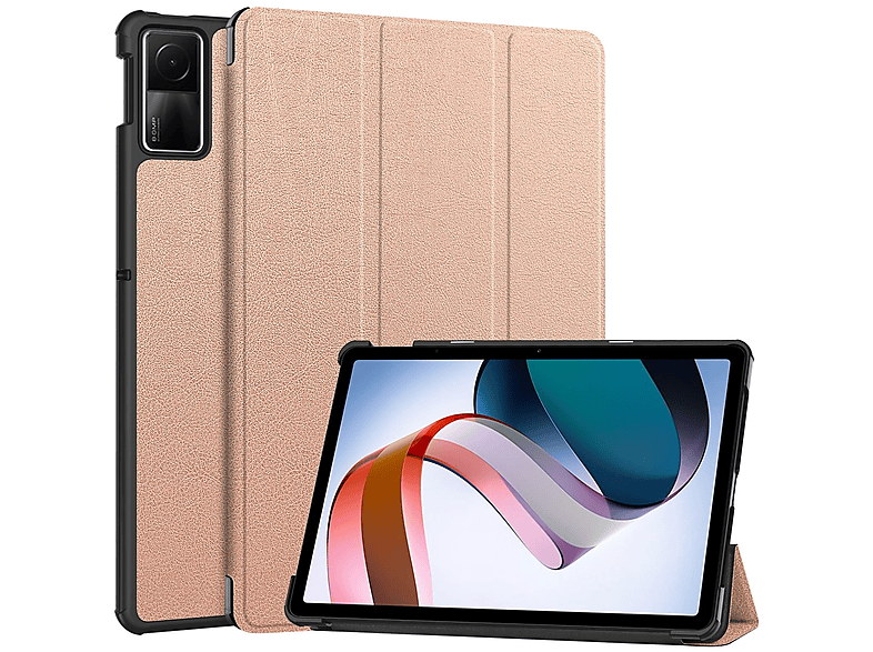 WIGENTO 3folt Wake UP & Sleep Cover aufstellbar Tablethülle Full Cover für Xiaomi Kunststoff / Silikon / Kunstleder, Rose Gold