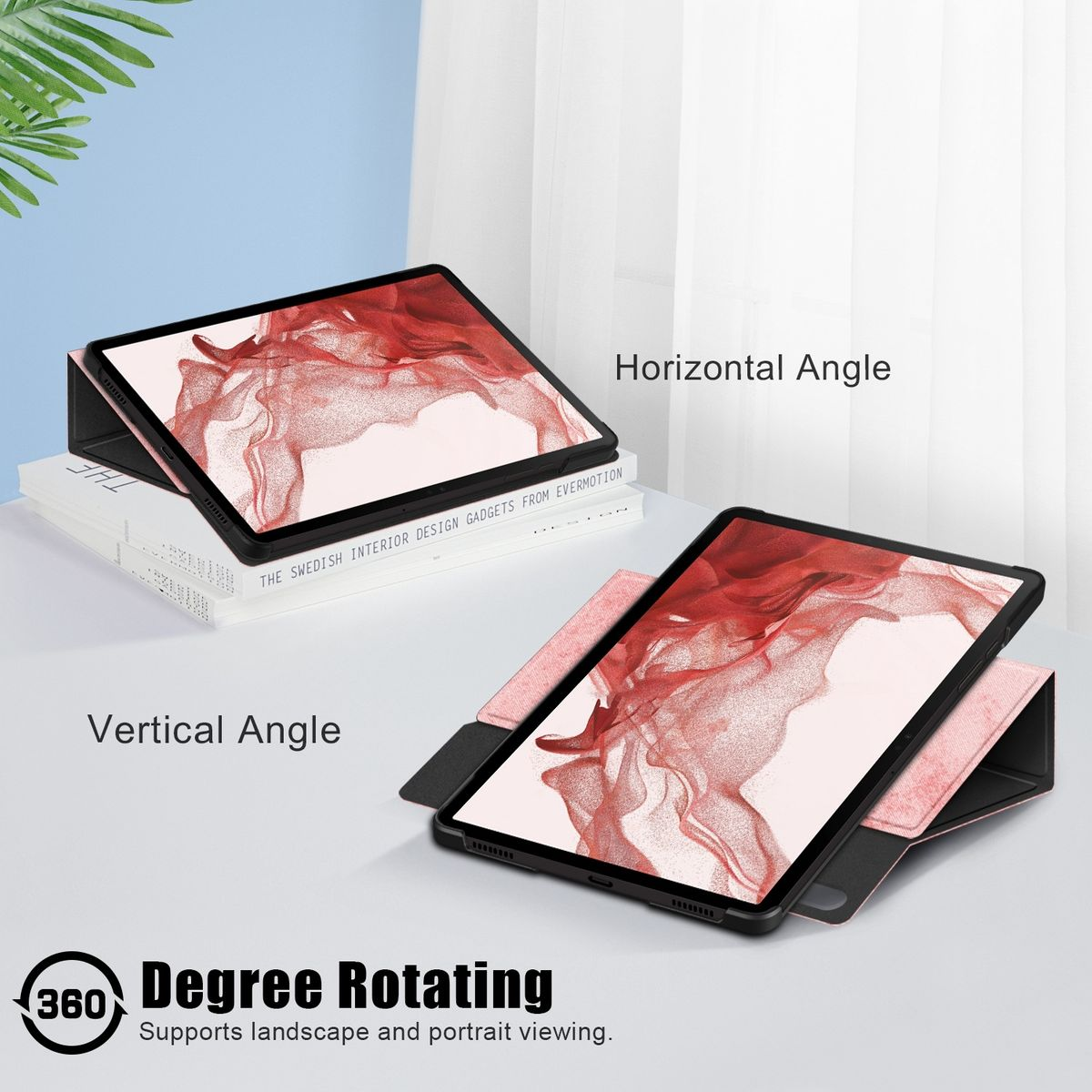 WIGENTO 360 Grad Rotation / aufstellbare Samsung für Pink Cover Kunstleder, Full Tablethülle Silikon Tasche / Design Kunststoff