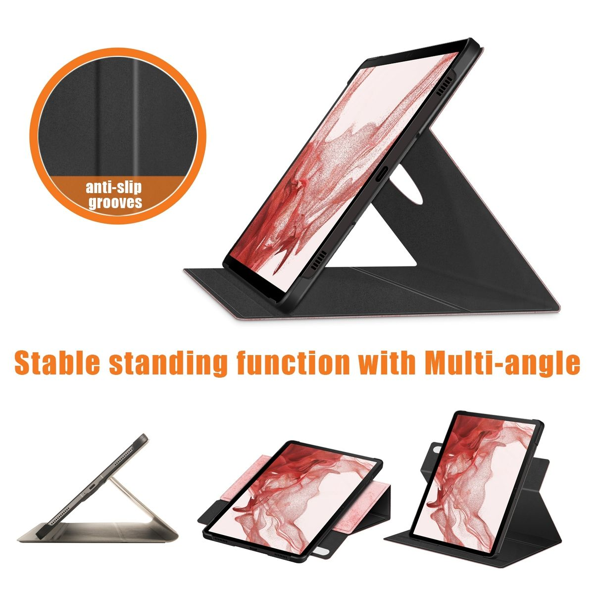 WIGENTO 360 Grad Design Kunststoff Full für / Tablethülle Samsung / Kunstleder, Rotation Pink aufstellbare Silikon Tasche Cover