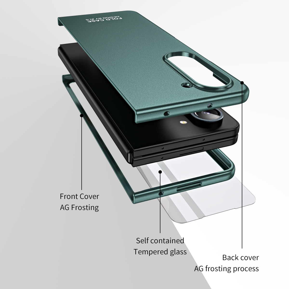 WIGENTO Design Premium Hülle mit Backcover, Grün 5G, Stift Z Stifthalterung, Fold5 Samsung, Galaxy und