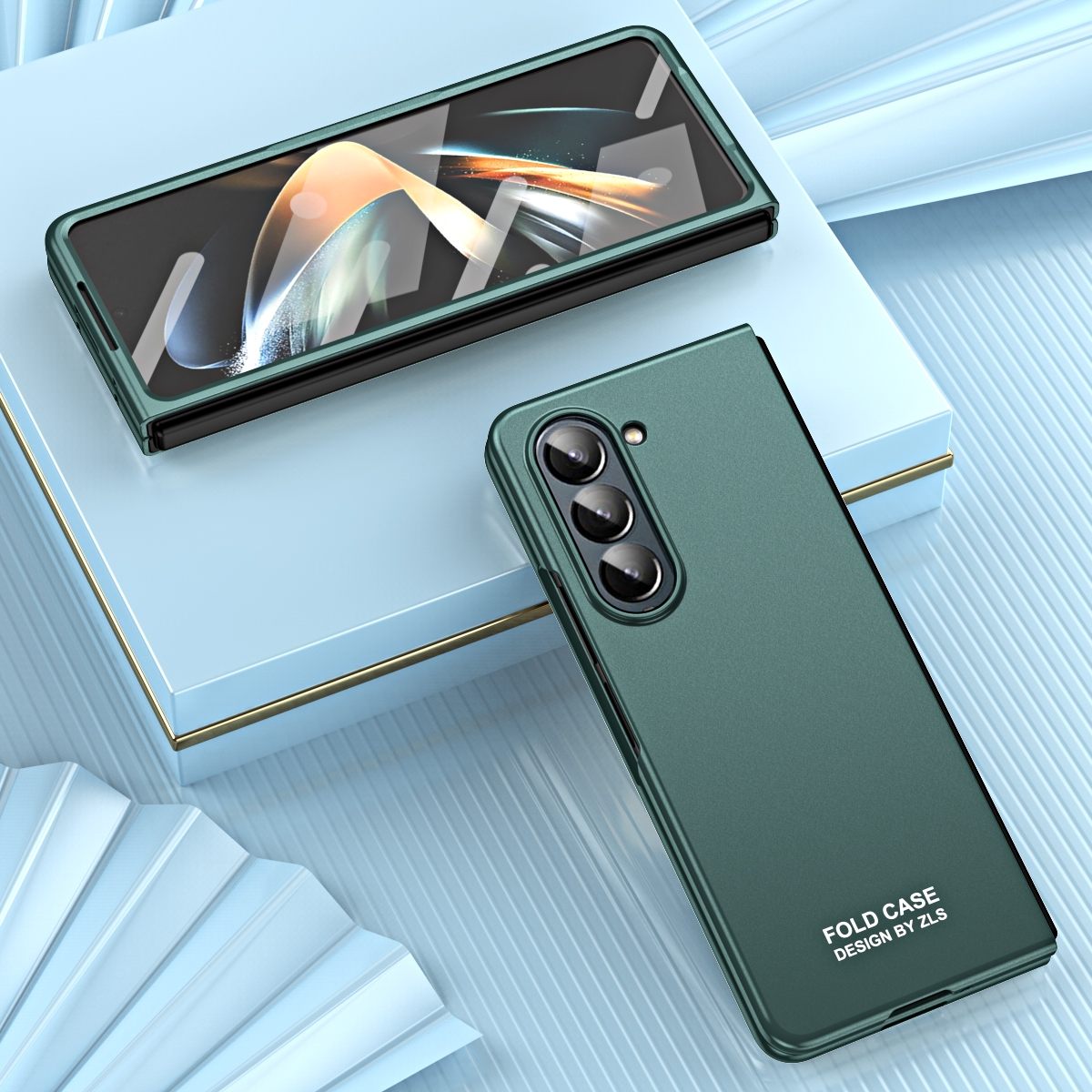 WIGENTO Design Premium Hülle mit 5G, und Stift Grün Samsung, Stifthalterung, Fold5 Galaxy Z Backcover