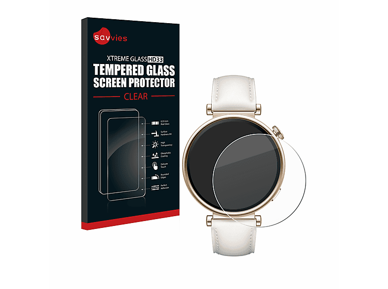SAVVIES 9H klares Schutzglas(für Huawei Watch GT 4 (41mm))