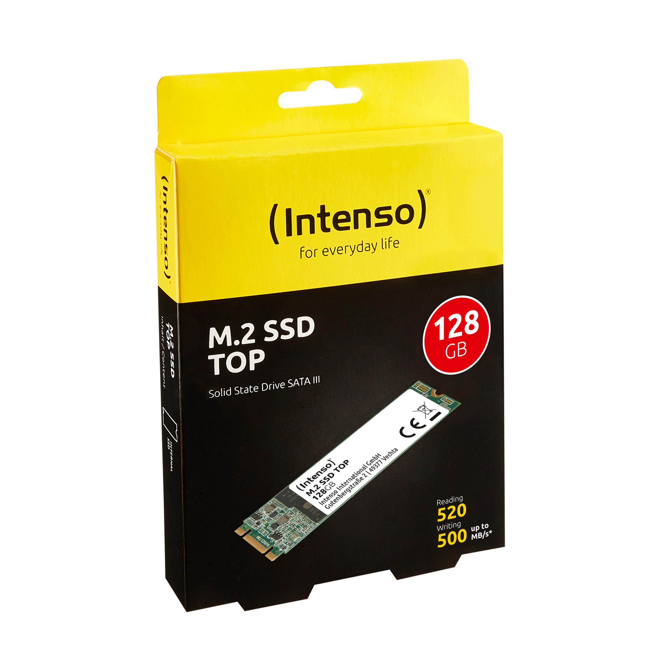 Une boîte noire et jaune avec un disque SSD à l'intérieur.