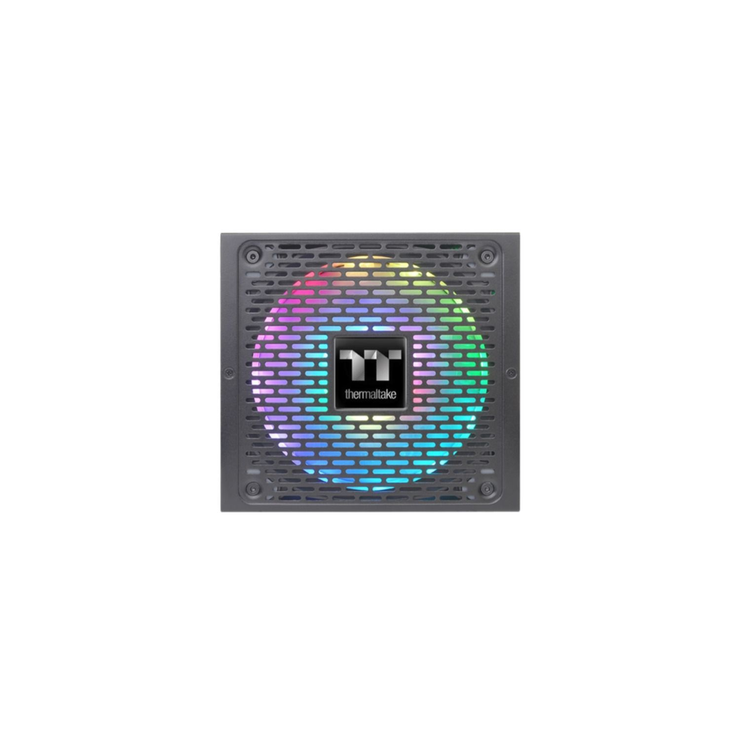 Alimentatore Thermaltake con griglia e ventola illuminata.