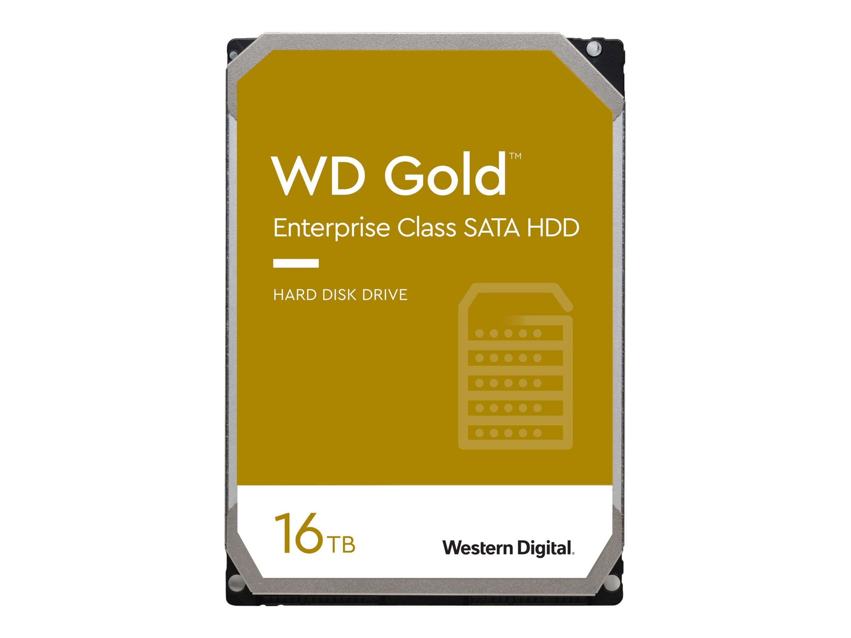 Dysk twardy WD Gold 16TB na białym tle, z tekstem i logo.